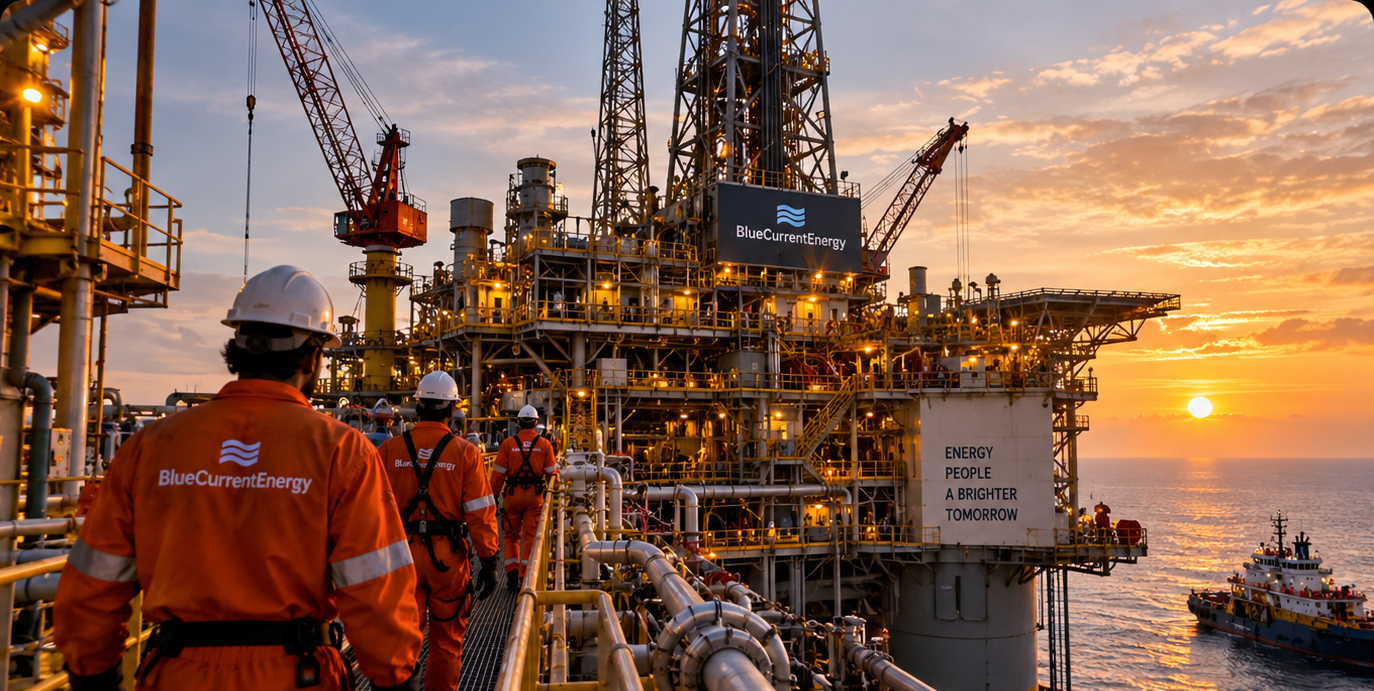 People working on a large offshore oil and gas rig